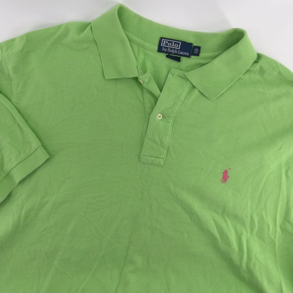 Polo‎ Ralph Lauren Mens 2XL Big Lime Green Pink Pony Polo Shirt